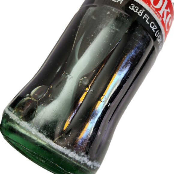 RARE 1977 Original SEALED Coca-Cola 1Ltr Green Glass Hobble Skirt Bottle Vintage - Picture 11 of 12